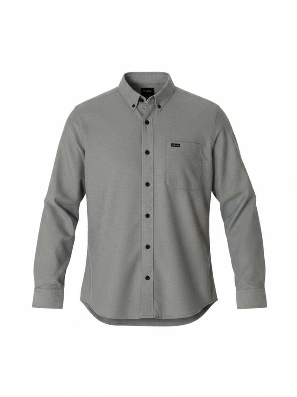 RVCA Men's Gray Button-Down Long Sleeve Shirt